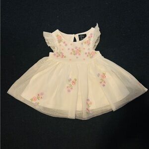 Chicco White Dress with Floral Embroidery